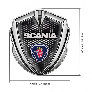 Scania Fender Emblem Badge Silver Dark Grate Classic Griffin Logo