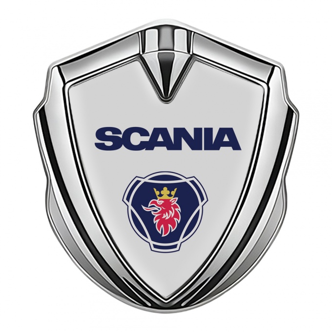 Scania Emblem Trunk Badge Silver Grey Background Griffin Edition