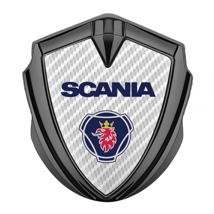 Scania Emblem Trunk Badge Graphite White Carbon Griffin Logo Motif