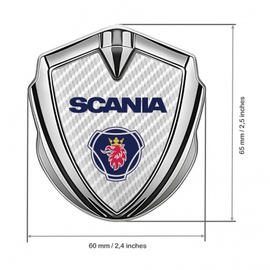 Scania Emblem Trunk Badge Silver White Carbon Griffin Logo Motif