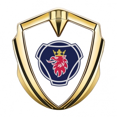 Scania Domed Emblem Gold White Background Griffin Logo Design