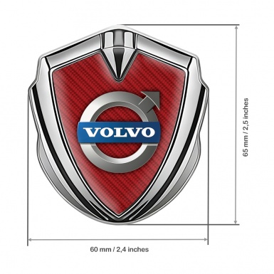 Volvo Bodyside Domed Emblem Silver Red Carbon Metallic Logo Design