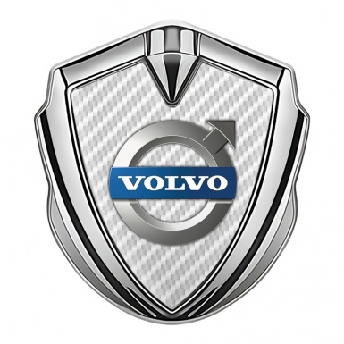 Volvo Emblem Car Badge Silver White Carbon Polished Logo Edition