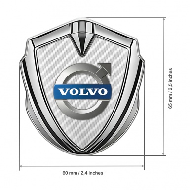 Volvo Emblem Car Badge Silver White Carbon Polished Logo Edition