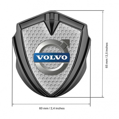 Volvo Metal Domed Emblem Graphite Honeycomb Metallic Logo Design
