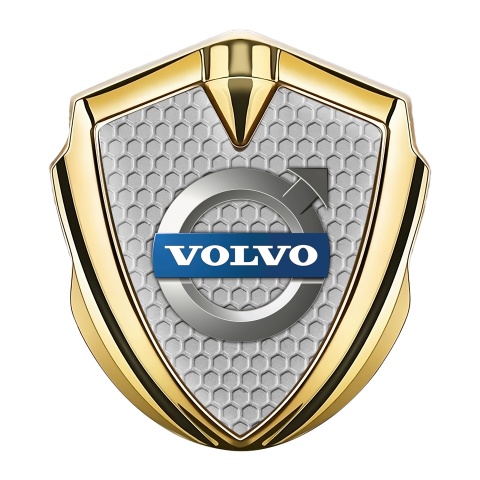 Volvo Metal Domed Emblem Gold Honeycomb Metallic Logo Design