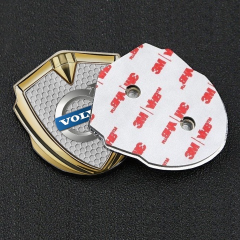 Volvo Metal Domed Emblem Gold Honeycomb Metallic Logo Design