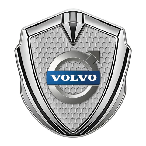 Volvo Metal Domed Emblem Silver Honeycomb Metallic Logo Design