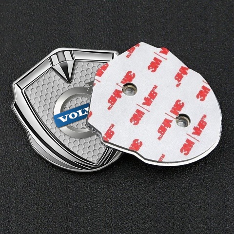 Volvo Metal Domed Emblem Silver Honeycomb Metallic Logo Design