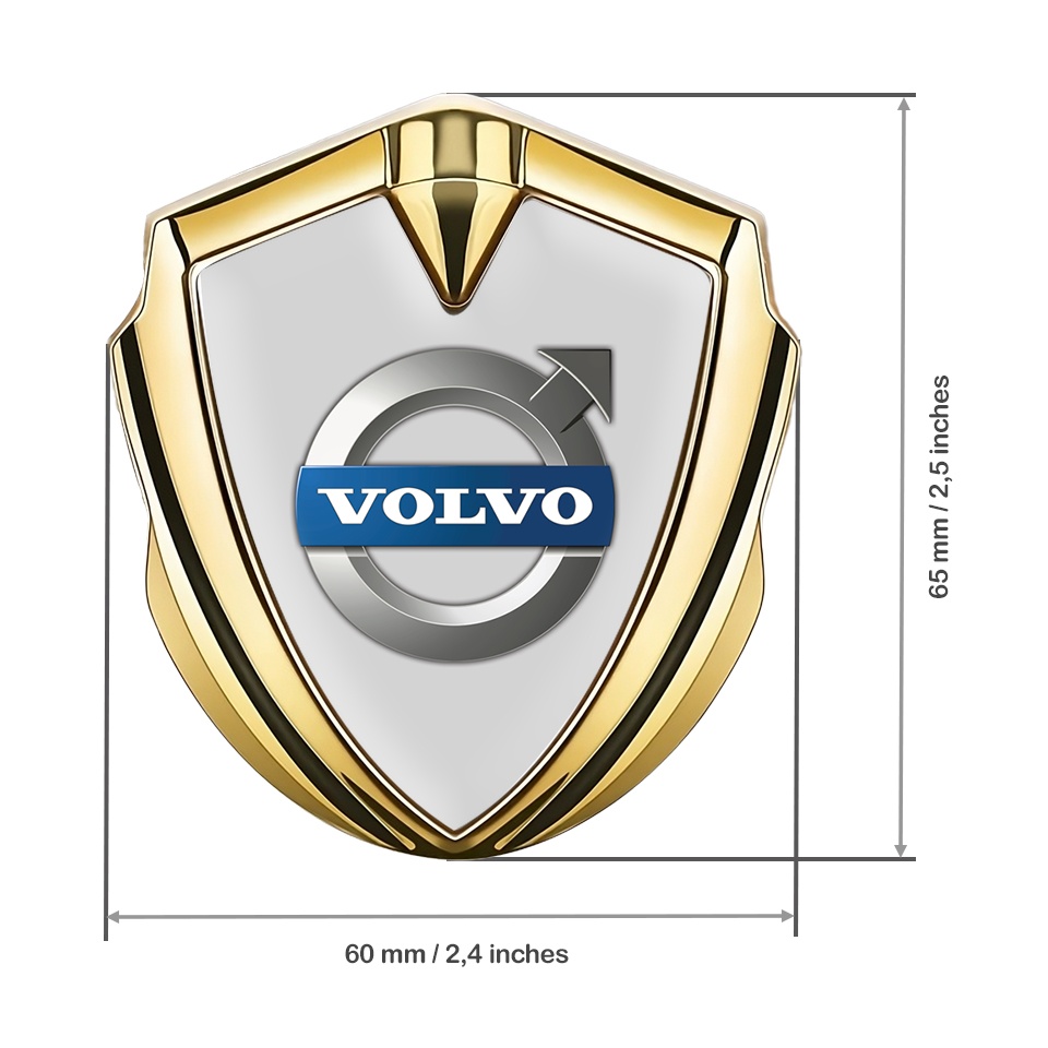 Volvo Badge Self Adhesive Gold Grey Base Polished Logo Surface | Metal ...