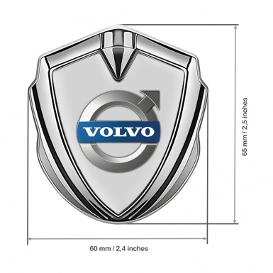 Volvo Badge Self Adhesive Silver Grey Base Polished Logo Surface