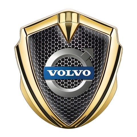 Volvo Emblem Badge Self Adhesive Gold Dark Grate Metallic Logo Design