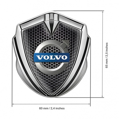 Volvo Emblem Badge Self Adhesive Silver Dark Grate Metallic Logo Design