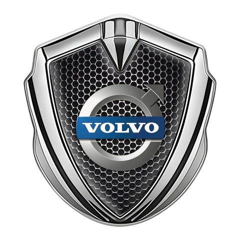 Volvo Emblem Badge Self Adhesive Silver Dark Grate Metallic Logo Design