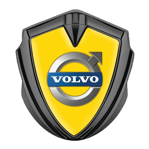 Volvo Metal Emblem Self Adhesive Graphite Yellow Base Metallic Logo Edition