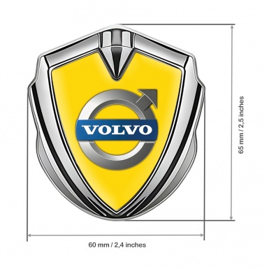 Volvo Metal Emblem Self Adhesive Silver Yellow Base Metallic Logo Edition