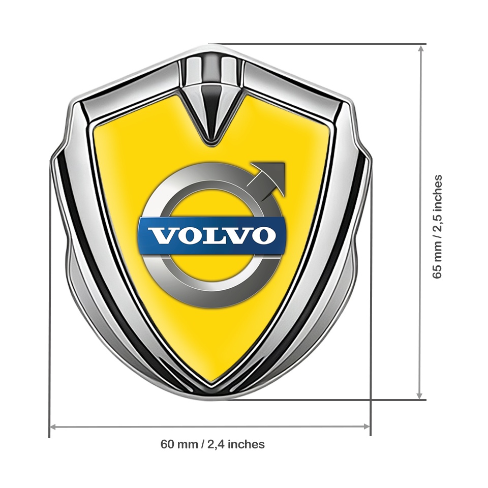 Volvo Metal Emblem Self Adhesive Silver Yellow Base Metallic Logo ...