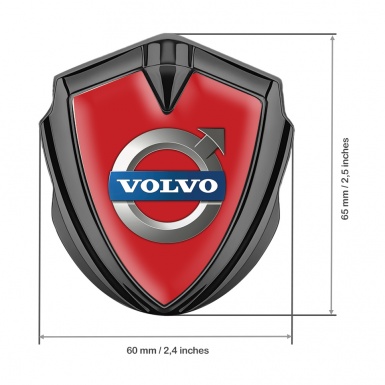 Volvo Fender Emblem Badge Graphite Red Base Metallic Logo Edition