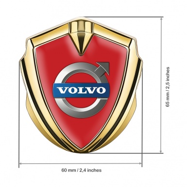 Volvo Fender Emblem Badge Gold Red Base Metallic Logo Edition