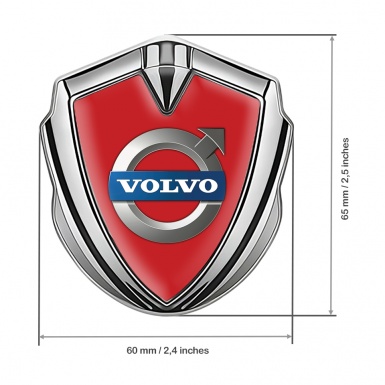 Volvo Fender Emblem Badge Silver Red Base Metallic Logo Edition