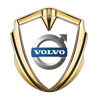 Volvo Emblem Trunk Badge Gold White Base Metallic Logo Edition