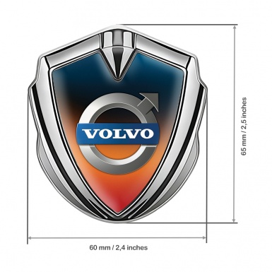 Volvo Emblem Badge Silver Color Gradient Polished Logo Edition