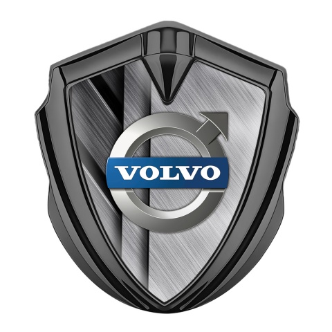 Volvo Domed Emblem Graphite Brushed Steel Polished Logo Variant