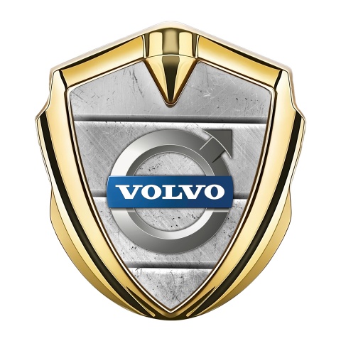 Volvo Bodyside Domed Emblem Gold Rough Stone Metallic Logo Design