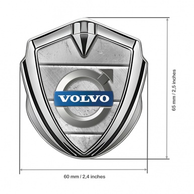 Volvo Bodyside Domed Emblem Silver Rough Stone Metallic Logo Design