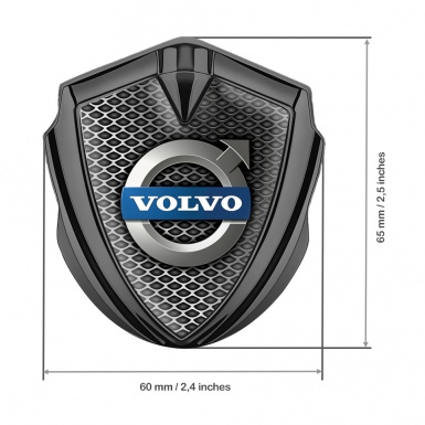 Volvo Metal Domed Emblem Graphite Dark Color Grate Polished Logo Motif