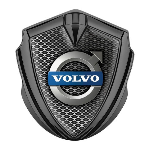 Volvo Metal Domed Emblem Graphite Dark Color Grate Polished Logo Motif