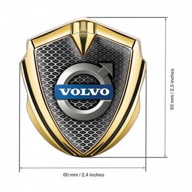 Volvo Metal Domed Emblem Gold Dark Color Grate Polished Logo Motif