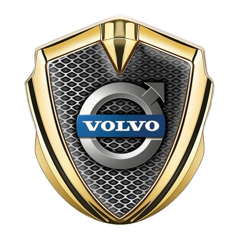 Volvo Metal Domed Emblem Gold Dark Color Grate Polished Logo Motif