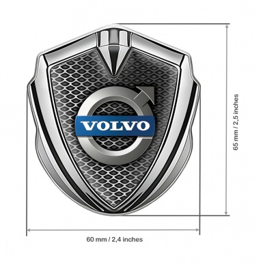 Volvo Metal Domed Emblem Silver Dark Color Grate Polished Logo Motif