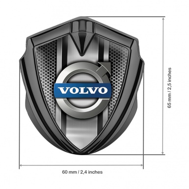 Volvo Badge Self Adhesive Graphite Perforated Metal Polished Logo Design