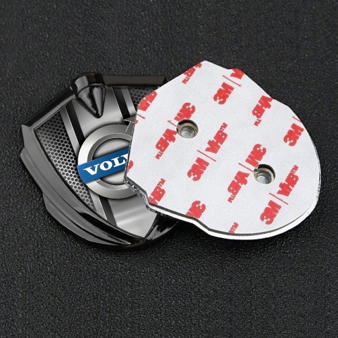 Volvo Badge Self Adhesive Graphite Perforated Metal Polished Logo Design
