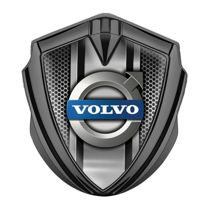 Volvo Badge Self Adhesive Graphite Perforated Metal Polished Logo Design