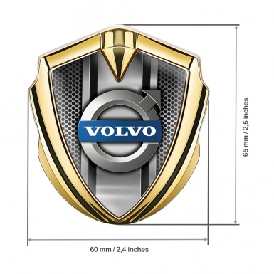 Volvo Badge Self Adhesive Gold Perforated Metal Polished Logo Design