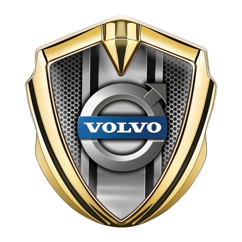 Volvo Badge Self Adhesive Gold Perforated Metal Polished Logo Design