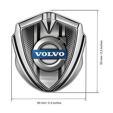 Volvo Badge Self Adhesive Silver Perforated Metal Polished Logo Design