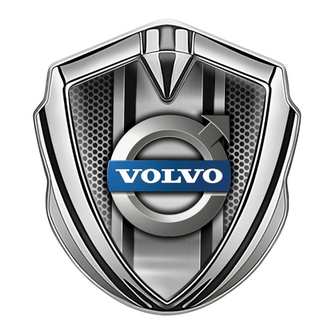 Volvo Badge Self Adhesive Silver Perforated Metal Polished Logo Design