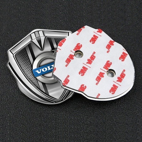 Volvo Badge Self Adhesive Silver Perforated Metal Polished Logo Design