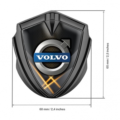 Volvo Emblem Badge Self Adhesive Graphite Orange Hex Metallic Logo Motif