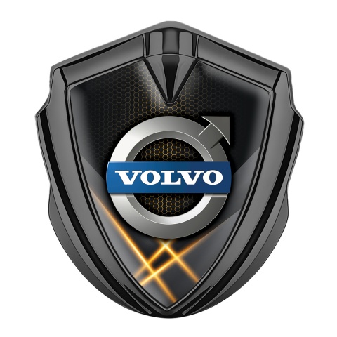 Volvo Emblem Badge Self Adhesive Graphite Orange Hex Metallic Logo Motif