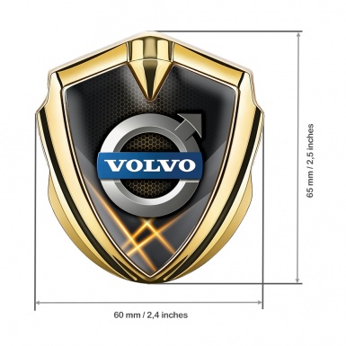 Volvo Emblem Badge Self Adhesive Gold Orange Hex Metallic Logo Motif