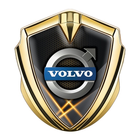 Volvo Emblem Badge Self Adhesive Gold Orange Hex Metallic Logo Motif