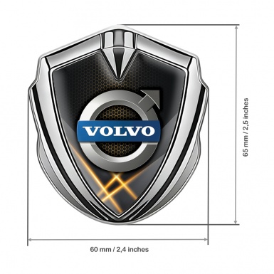 Volvo Emblem Badge Self Adhesive Silver Orange Hex Metallic Logo Motif