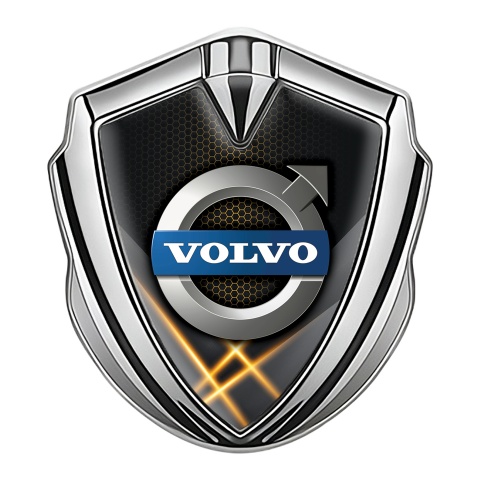 Volvo Emblem Badge Self Adhesive Silver Orange Hex Metallic Logo Motif