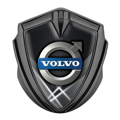 Volvo Emblem Fender Badge Graphite White Hex Metallic Logo Edition