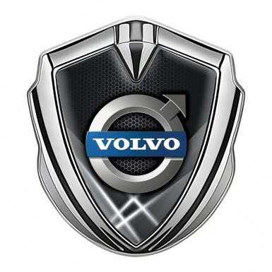 Volvo Emblem Fender Badge Silver White Hex Metallic Logo Edition